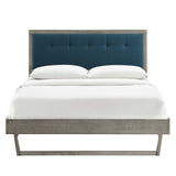 Willow King Wood Platform Bed With Angular Frame Gray Azure MOD-6635-GRY-AZU