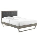 Willow King Wood Platform Bed With Angular Frame Gray Charcoal MOD-6635-GRY-CHA
