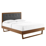 Willow King Wood Platform Bed With Angular Frame Walnut Charcoal MOD-6635-WAL-CHA