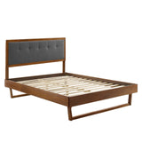 Willow King Wood Platform Bed With Angular Frame Walnut Charcoal MOD-6635-WAL-CHA