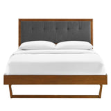 Willow King Wood Platform Bed With Angular Frame Walnut Charcoal MOD-6635-WAL-CHA