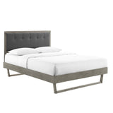 Willow Twin Wood Platform Bed With Angular Frame Gray Charcoal MOD-6636-GRY-CHA