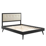 Willow Full Wood Platform Bed With Splayed Legs Black Beige MOD-6637-BLK-BEI