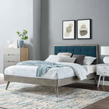 Willow Full Wood Platform Bed With Splayed Legs Gray Azure MOD-6637-GRY-AZU