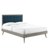 Willow Full Wood Platform Bed With Splayed Legs Gray Azure MOD-6637-GRY-AZU