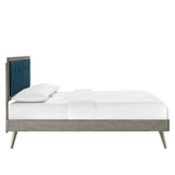 Willow Full Wood Platform Bed With Splayed Legs Gray Azure MOD-6637-GRY-AZU