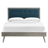 Willow Full Wood Platform Bed With Splayed Legs Gray Azure MOD-6637-GRY-AZU