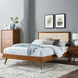 Willow Full Wood Platform Bed With Splayed Legs Walnut Beige MOD-6637-WAL-BEI