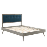 Willow King Wood Platform Bed With Splayed Legs Gray Azure MOD-6638-GRY-AZU