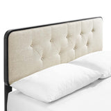 Bridgette Full Wood Platform Bed With Angular Frame Black Beige MOD-6643-BLK-BEI