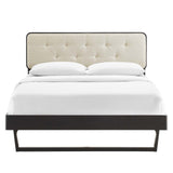 Bridgette King Wood Platform Bed With Angular Frame Black Beige MOD-6644-BLK-BEI