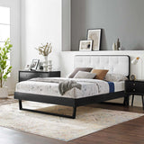 Bridgette King Wood Platform Bed With Angular Frame Black White MOD-6644-BLK-WHI