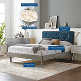 Bridgette King Wood Platform Bed With Angular Frame Gray Azure MOD-6644-GRY-AZU