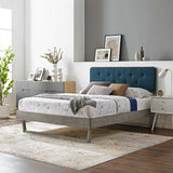 Bridgette King Wood Platform Bed With Angular Frame Gray Azure MOD-6644-GRY-AZU