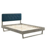 Bridgette King Wood Platform Bed With Angular Frame Gray Azure MOD-6644-GRY-AZU