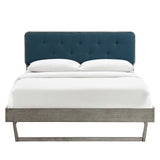 Bridgette King Wood Platform Bed With Angular Frame Gray Azure MOD-6644-GRY-AZU