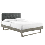 Bridgette King Wood Platform Bed With Angular Frame Gray Charcoal MOD-6644-GRY-CHA