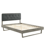 Bridgette King Wood Platform Bed With Angular Frame Gray Charcoal MOD-6644-GRY-CHA