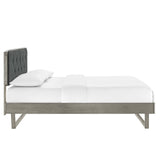 Bridgette King Wood Platform Bed With Angular Frame Gray Charcoal MOD-6644-GRY-CHA