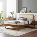 Bridgette King Wood Platform Bed With Angular Frame Walnut Beige MOD-6644-WAL-BEI