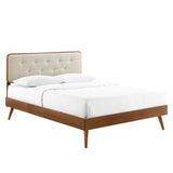 Bridgette Full Wood Platform Bed With Splayed Legs Walnut Beige MOD-6646-WAL-BEI