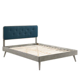 Bridgette King Wood Platform Bed With Splayed Legs Gray Azure MOD-6647-GRY-AZU