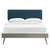 Bridgette Twin Wood Platform Bed With Splayed Legs Gray Azure MOD-6648-GRY-AZU