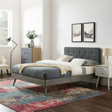 Bridgette Twin Wood Platform Bed With Splayed Legs Gray Charcoal MOD-6648-GRY-CHA