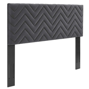 Modway Furniture Mercy Chevron Tufted Performance Velvet Twin Headboard 0423 Charcoal MOD-6658-CHA