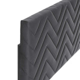 Modway Furniture Mercy Chevron Tufted Performance Velvet Twin Headboard 0423 Charcoal MOD-6658-CHA