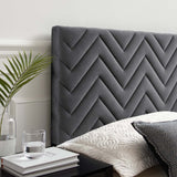 Modway Furniture Mercy Chevron Tufted Performance Velvet Twin Headboard 0423 Charcoal MOD-6658-CHA