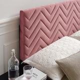 Modway Furniture Mercy Chevron Tufted Performance Velvet Twin Headboard 0423 Dusty Rose MOD-6658-DUS