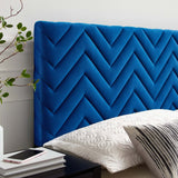 Modway Furniture Mercy Chevron Tufted Performance Velvet Twin Headboard 0423 Navy MOD-6658-NAV