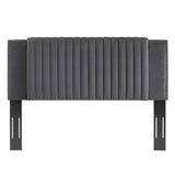 Modway Furniture Felicity Channel Tufted Performance Velvet Twin Headboard 0423 Charcoal MOD-6661-CHA