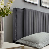 Modway Furniture Felicity Channel Tufted Performance Velvet Twin Headboard 0423 Charcoal MOD-6661-CHA