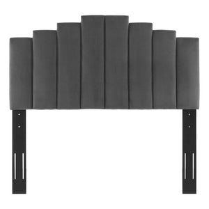 Elise Queen Performance Velvet Platform Bed Charcoal MOD-6692-CHA