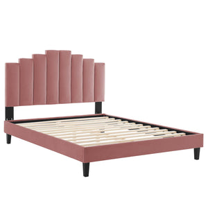 Elise Queen Performance Velvet Platform Bed Dusty Rose MOD-6692-DUS