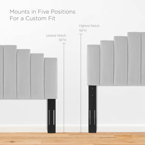 Elise Queen Performance Velvet Platform Bed Light Gray MOD-6692-LGR