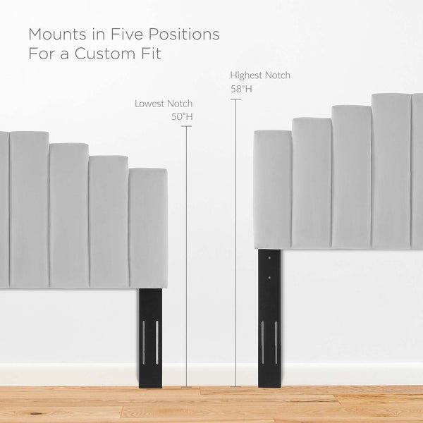 Elise Queen Performance Velvet Platform Bed Light Gray MOD-6692-LGR