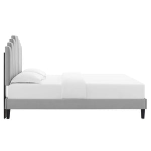 Elise Queen Performance Velvet Platform Bed Light Gray MOD-6692-LGR