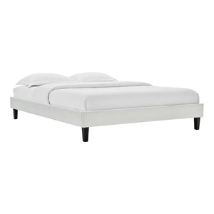 Elise Queen Performance Velvet Platform Bed Light Gray MOD-6692-LGR