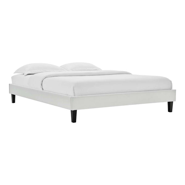 Elise Queen Performance Velvet Platform Bed Light Gray MOD-6692-LGR