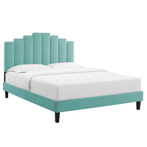 Elise Queen Performance Velvet Platform Bed Mint MOD-6692-MIN