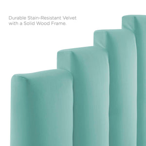 Elise Queen Performance Velvet Platform Bed Mint MOD-6692-MIN