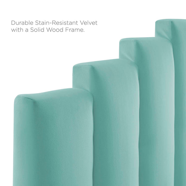 Elise Queen Performance Velvet Platform Bed Mint MOD-6692-MIN