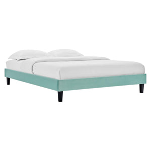 Elise Queen Performance Velvet Platform Bed Mint MOD-6692-MIN