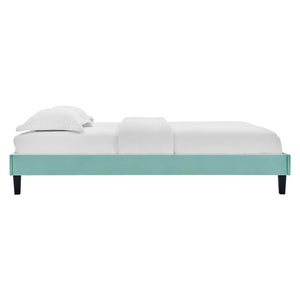Elise Queen Performance Velvet Platform Bed Mint MOD-6692-MIN