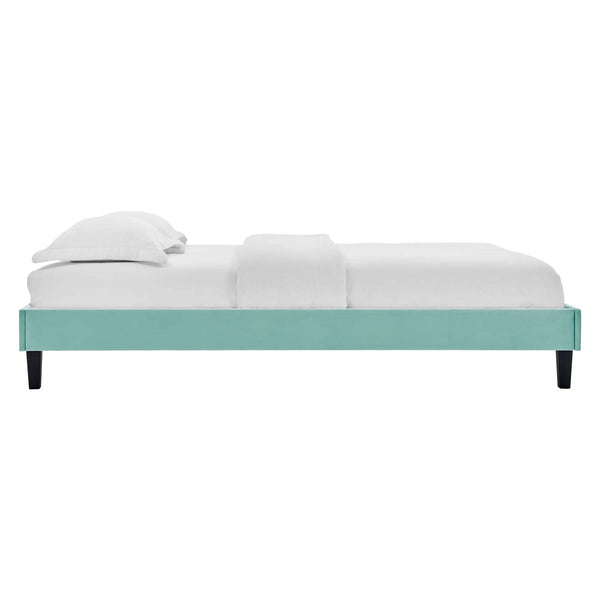 Elise Queen Performance Velvet Platform Bed Mint MOD-6692-MIN