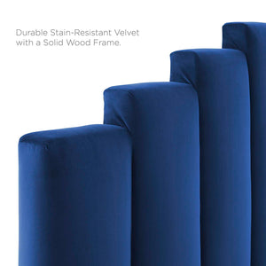 Elise Queen Performance Velvet Platform Bed Navy MOD-6692-NAV