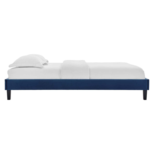Elise Queen Performance Velvet Platform Bed Navy MOD-6692-NAV